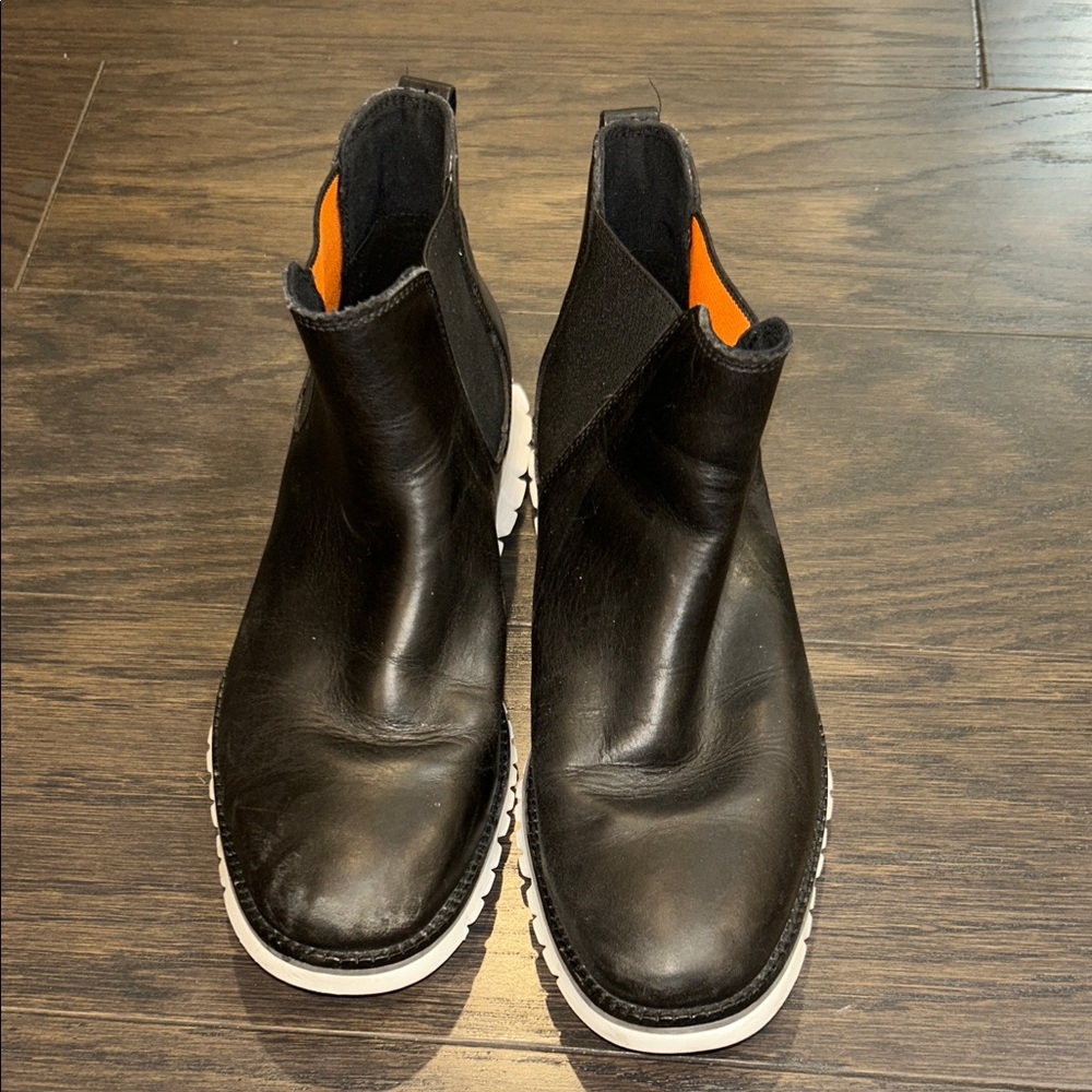 Black Leather Combat Boots - Picture 3 of 7
